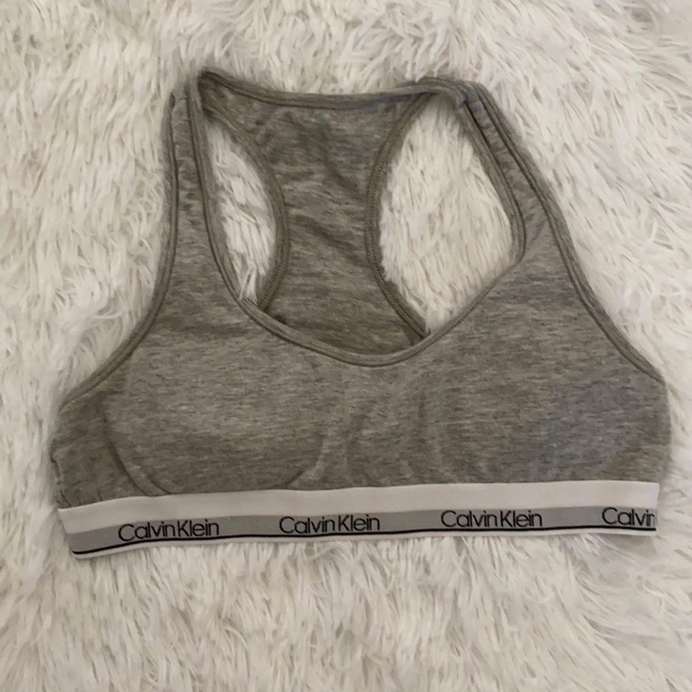 Calvin Klein gray racerback training bra